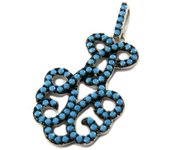 Les Trésors De Lily [P1178] - Pendentif Argent 'Navajos' turquoise argenté (rhodié) - 26x13 mm turquesa