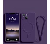 Funda de carga inalámbrica magnética Magsafe para iPhone 15, 14, 13, 12 Pro Max, 11, XR, XS, X, 7, 8 Plus, Mini SE, funda de silicona líquida con correa iPhone SE (2020)/(2022) verde oscuro