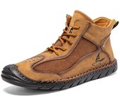 Botas de cuero divididas hechas a mano, zapatos para hombre, botines cómodos para hombre, zapatos casuales, zapatos de herramientas de gran tamaño 38 negro