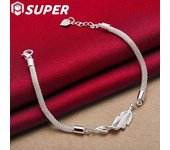Joyería de la pulsera de la cadena del corazón de la serpiente neta de la plata esterlina 925 20cm