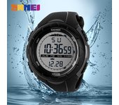 SKMEI 1025 Reloj deportivo sencillo a la moda para hombre, relojes militares, reloj despertador resistente a los golpes, reloj Digital resistente al agua negro
