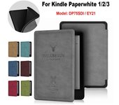 Cuero de la PU cubierta elegante del folio del caso del E-Reader de 6 pulgadas para la oficina en casa de Kindle Paperwhite 1/2/3 café