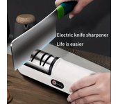 Afilador de cuchillos eléctrico profesional para el hogar, afilador de cuchillos automático pequeño y rápido, recargable por USB, utensilios de cocina M amarillo