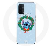 Coque pour Oppo A74 Stitch neige joyeux Noël bleu