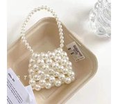 Elegante bolso de mano con perlas para mujer, mini bolso cruzado de hombro, monedero para niñas, neceser para pintalabios, bolso bandolera de princesa.