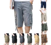 Pantalones casuales sueltos al aire libre para hombres Pantalones cortos cargo de color sólido con múltiples bolsillos 42 café