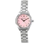 Reloj de cuarzo Bulova Sutton de acero inoxidable con detalles de diamantes y esfera rosa 96P249 para mujer color rosa