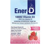 Ener-C, Ener-D, Vitamin D3, hydrating effervescent tablet drink mix, sugar-free, raspberry, 1,000mg, 24 packs