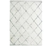 COTTON BERBERE Tapis de salon - 160 x 230 cm - 100 % coton - Ecru naturel - Motif losange