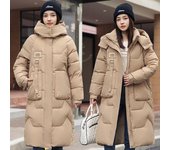 Abrigos largos de invierno de color liso para mujer, chaqueta acolchada gruesa informal con bolsillos grandes, holgada, con cremallera, chaqueta larga acolchada y cálida con capucha extraíble M blanco