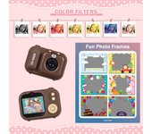 Cámara digital para niños 1080P Mini cámara de video para niños 48MP Pantalla IPS de 2,4 pulgadas Lente dual incorporada marrón