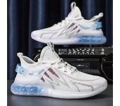 Zapatos de hombre Verano Tendencia Malla transpirable Casual Running Adolescentes Viejos zapatos de papá Fly Tejen Zapatos deportivos 44 blanco