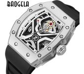 Nuevo reloj de lujo para hombres de primeras marcas Baogela Bar Barrel Relojes Pegamento de silicona Superficie hueca nocturna Estilo de motocicleta Relojes deportivos de cuarzo para hombres
