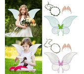 Conjunto de disfraz de princesa hada para adultos y niñas, alas de hada para fiesta de disfraces de Halloween, regalo de Navidad verde