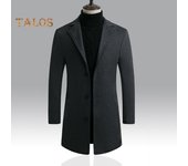 Abrigo de lana, traje formal, cuello, manga larga, largo medio, chaqueta para hombre, color sólido, botonadura sencilla, ropa de oficina y negocios XL negro