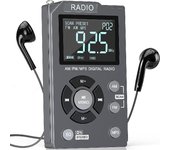 Radio Digital AM FM Radio de Bolsillo portátil, Radio Walkman Recargable de 600 mAh con Soporte para Auriculares estéreo Tarjeta TF, Pantalla LCD Grande y Pantalla de Bloqueo