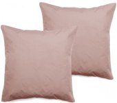 Lot de 2 taies d'oreiller percale pur coton 80 fils/cm² Vent du sud - Rose - 65 x 65 cm