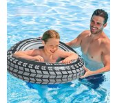 Anillo de natación con rueda negra para adultos y niños, flotador inflable para piscina, juguetes acuáticos de verano, colchón de aire, Boia Piscina