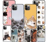 Funda negra de gato bonito para Apple Iphone 11 13 12 Mini 14 Pro Max Xr 7 8 + Se 2020 Xs 6 6s Plus 5 5s funda de teléfono de silicona con dibujos animados iPhone 7 8
