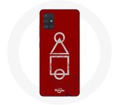 Coque pour samsung galaxy A71 Squid Game logo symboles cercle carre triangle Fond Rouge