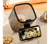 Mini bote de basura para escritorio, botes de basura pequeños, papelera, soporte para teléfono, encimera, 2 en 1, bote de basura para escritorio, accesorios para escritorio 1PCS negro