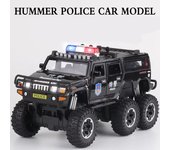 Nuevo 1:32 Coche de policía de seis ruedas Vehículo todoterreno Modelo de coche de aleación de seis puertas Juguete de metal fundido a presión Coche de policía modificado Sonido y luz Juguete para niños Regalo para niño blanco