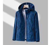 Chaqueta con capucha para hombre, cuello alto, manga larga, estampado, abrigo con bolsillos, tapeta con cremallera, resistente al viento, impermeable, prendas de vestir exteriores XL negro