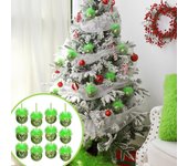 Paquete de 12 adornos navideños para árbol de Navidad con pelo verde, bonitos accesorios de decoración One Size verde