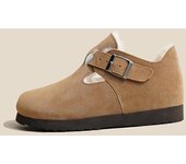 Zapatos planos de mujer con punta redonda, zapatillas informales para mujer, mocasines sin cordones, vestido de piel, botas de invierno Retro sin cordones para mujer 35 gris