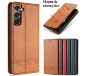 Funda de cuero con adsorción magnética de lujo para Samsung Galaxy S21 Plus S22 S23+ Ultra 5G Funda protectora tipo billetera con tapa abatible Fundas S23 plus&Only Case