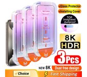 Protector de pantalla de fácil instalación con revestimiento oleofóbico, antipolvo, para iPhone 13, 11, 12, 14, 15 Pro Max, Mini XR, 16, 15 Plus, 1-3 unidades iPhone 16E