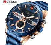 Relojes CURREN de diseño para hombre, relojes de pulsera digitales deportivos de marca de lujo, reloj electrónico multifuncional, azul para hombre negro