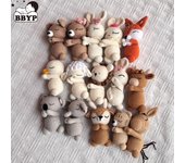 Peluche de animal amigurumi para decoración de habitación infantil, hecho a mano, ideal como regalo para niños, suave, zorro, vaca, cordero, muñeco para dormir para cumpleaños.