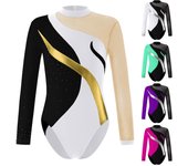Ropa deportiva atlética para gimnasia para niños, traje de baile de Ballet y Jazz para niña, Mono de baile artístico de retazos para actuación de patinaje y Yoga 5-6 Years plata/blanco