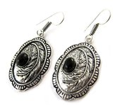 Les Trésors De Lily [N8293] - Boucles 'Navajos' noir argenté negro