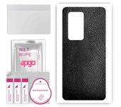 apgo Protective Skin Sticker for the back compatible with Huawei P40 Pro Plus, Wrap Film, Foil, Vinyl - Pattern Black Leather