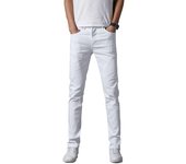 Pantalones vaqueros elásticos ajustados informales de alta calidad para primavera y verano para hombre a la moda juvenil pantalones pitillo para hombre pitillo Demin 27 blanco