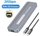 Carcasa para SSD NVMe M.2 de 20 Gbps, carcasa para SSD NVMe NGFF PCIe M.2 a USB tipo C 3.1, adaptador portátil para disco duro externo USB C 3.2 Gen2 para MacBook PC