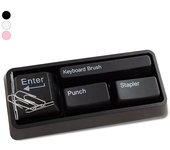 Kit de accesorios de escritorio para teclado : cepillo, perforadora, grapadora blanca