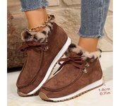 Botas de nieve de ante sintético para mujer, botines cálidos con cordones, antideslizantes, para caminar al aire libre, botas cortas con forro de piel sintética peluda 36 marrón