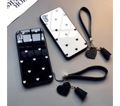 Para IPhone 13 Pro Max Funda de teléfono de vidrio templado para Apple 13 Mini 12 11 Pro Max SE 2020 Funda protectora dura para IPhone X XR XS Max Funda con correa for iPhone 5 blanco