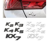 Emblema de metal cromado 3D negro K2 K3 K4 K5 KX7 con letras para el maletero trasero, accesorios de estilo de coche KIA K2-Silver