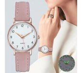 Reloj de cuarzo analógico con correa de cuero de lujo para mujer a la moda Reloj luminoso para mujer blanco