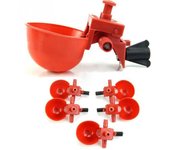 Práctico 5 uds., útil, para granja, gallinero, aves de corral, automático, pollo, taza de agua, tazón, bebedero rojo