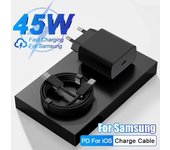 Cargador USB PD de 45 W para Samsung Galaxy S25, S24, S23 Ultra, A56, A36, con cable de carga rápida USB-C a tipo C, adaptador de teléfono. EU blanco