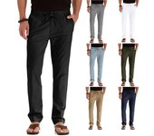 Pantalones de color sólido Peplum de algodón con cintura elástica de talla grande sueltos informales para hombres de negocios M blanco