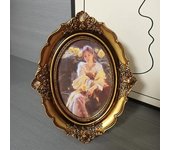 1 marco de fotos de resina estilo retro para organizar la mesa, papel fotográfico aleatorio, elipse, estilo europeo 16.5*21.3CM