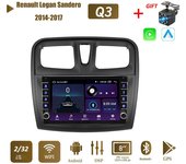 Android para Renault Logan Sandero 2014-2017 con botón perilla coche CarPlay Radio Video reproductor Multimedia GPS 2 + 32GB 1+16GB
