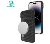 NILLKIN Funda magnética de fibra sintética S para iPhone 14 Pro Funda para teléfono Spring Camera Slide Ultra-Thin Business Style Protección a prueba de golpes Contraportada iPhone 14 Pro negro