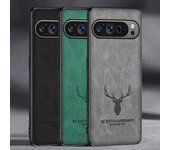 Funda de cuero a prueba de golpes para teléfono Google Pixel 9 Pro XL Funda protectora con dibujos animados de alce y cabeza de ciervo para GOOGLE Pixel 8 7 6 9 Pro XL 7a 6a Capa Cover For Pixel 6 verde